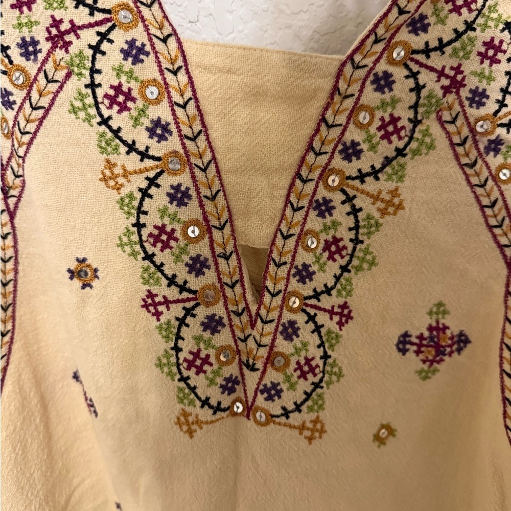 Free People Embellished Tan Sleeveless Dress - Picture 3 of 6